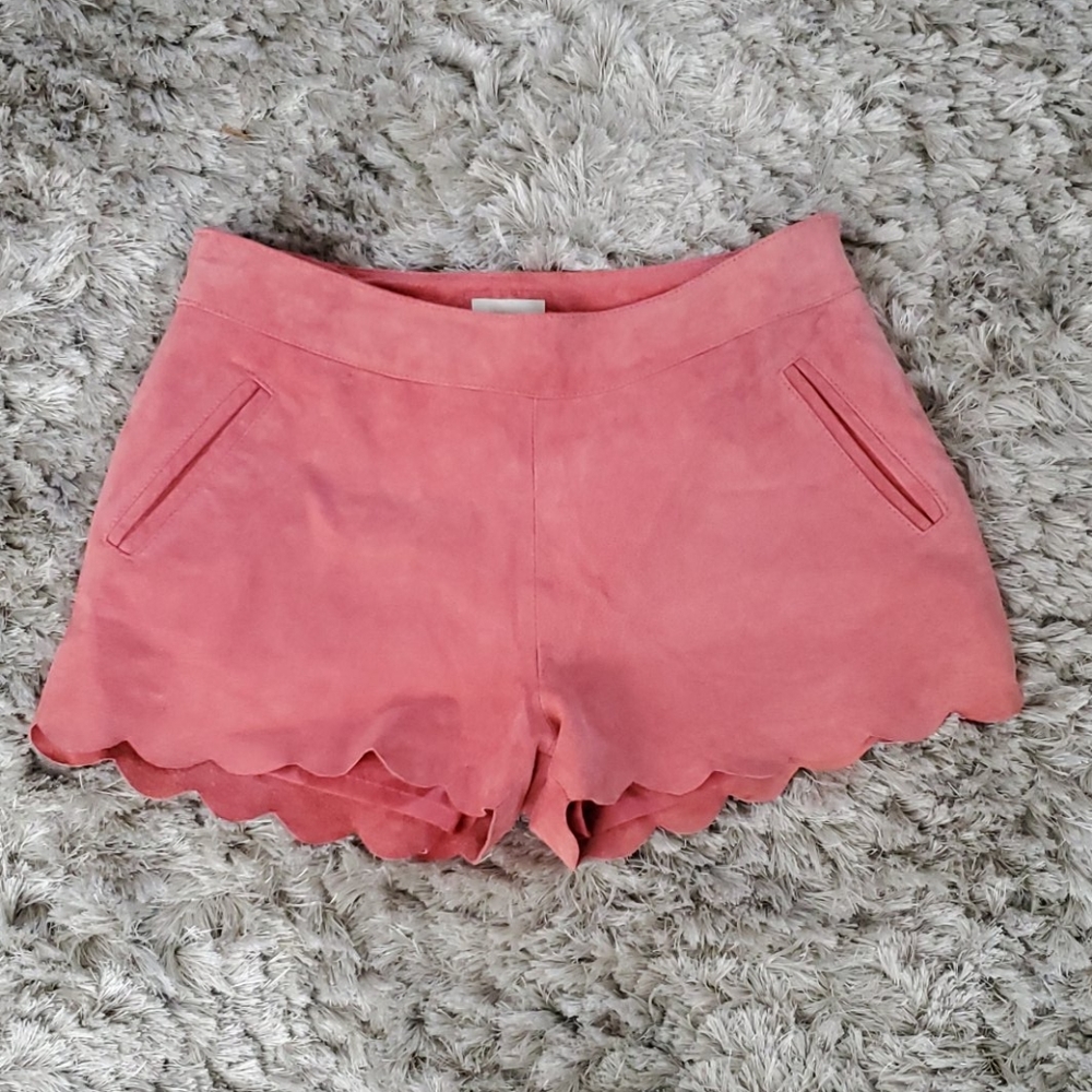 Suede coral high wasted shorts